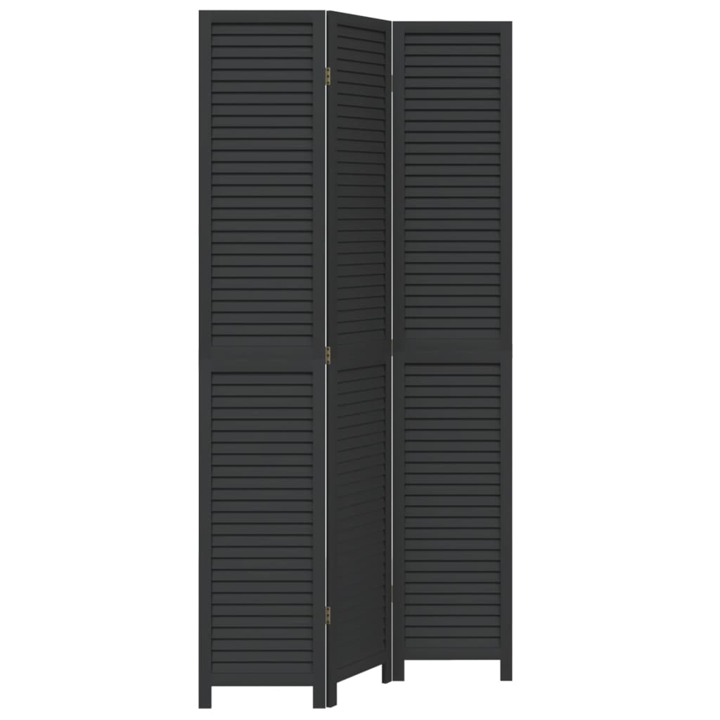 Vidaxl kamerscherm met 3 panelen massief paulowniahout zwart
