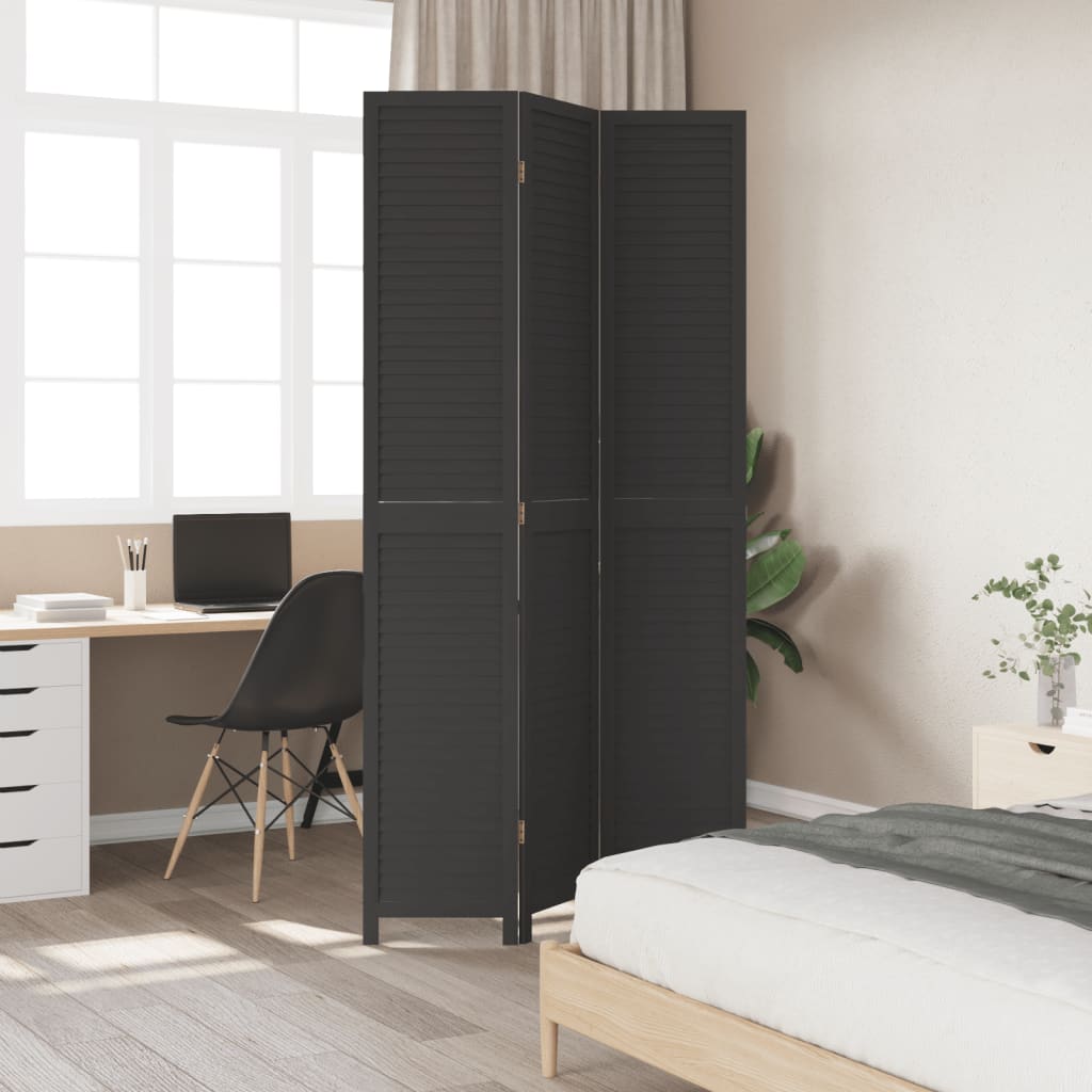 Vidaxl kamerscherm met 3 panelen massief paulowniahout zwart