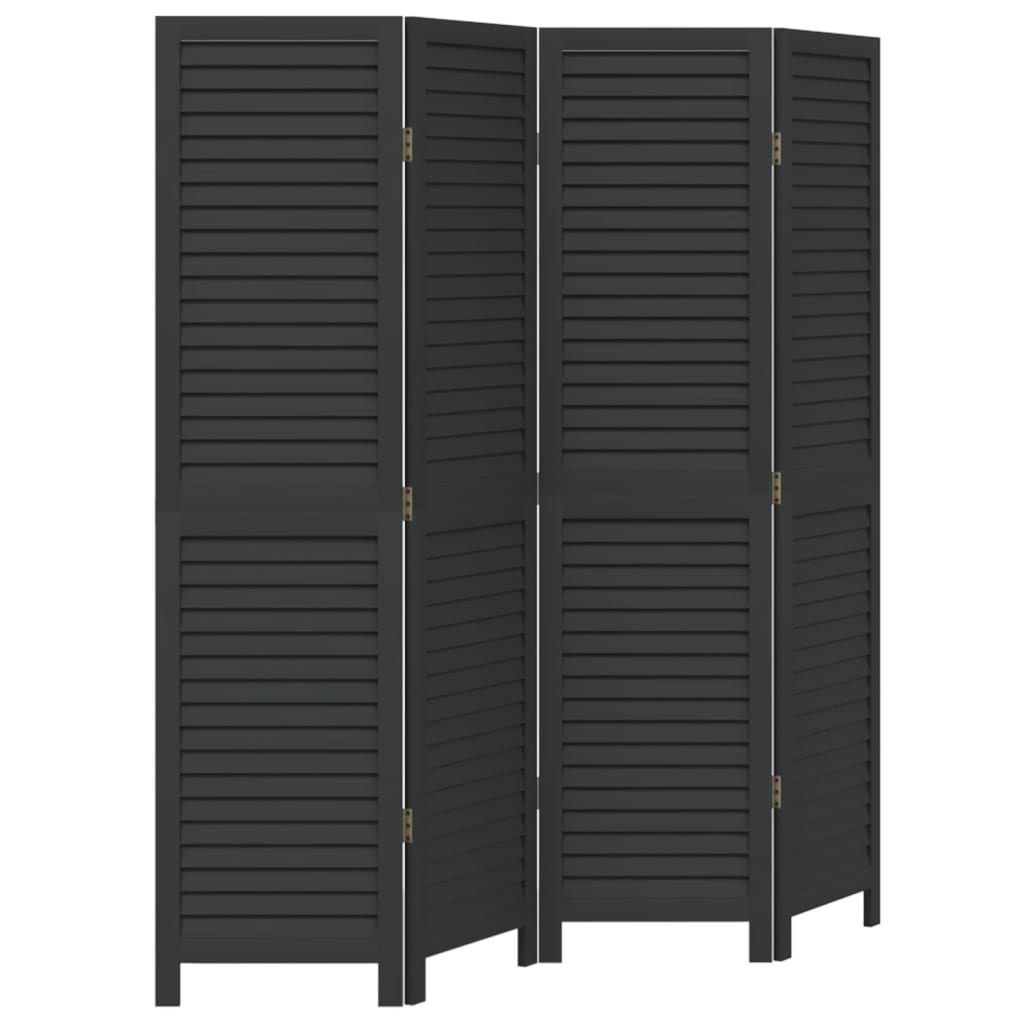 Vidaxl kamerscherm met 4 panelen massief paulowniahout zwart