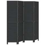 Vidaxl kamerscherm met 4 panelen massief paulowniahout zwart
