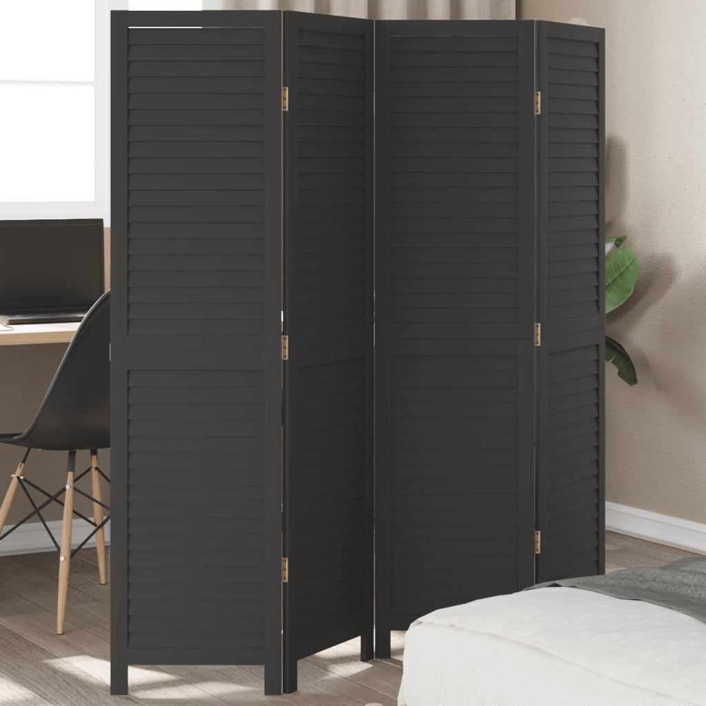 Vidaxl kamerscherm met 4 panelen massief paulowniahout zwart