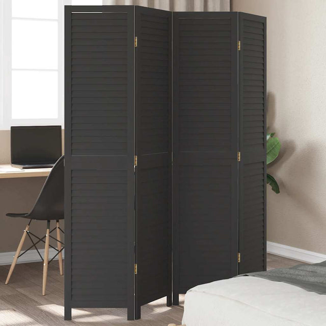 Vidaxl kamerscherm met 4 panelen massief paulowniahout zwart