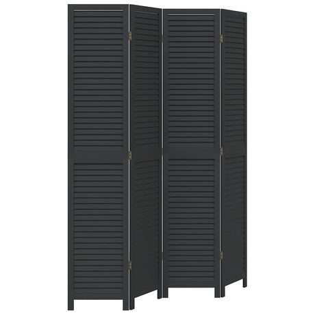 Vidaxl kamerscherm met 4 panelen massief paulowniahout zwart