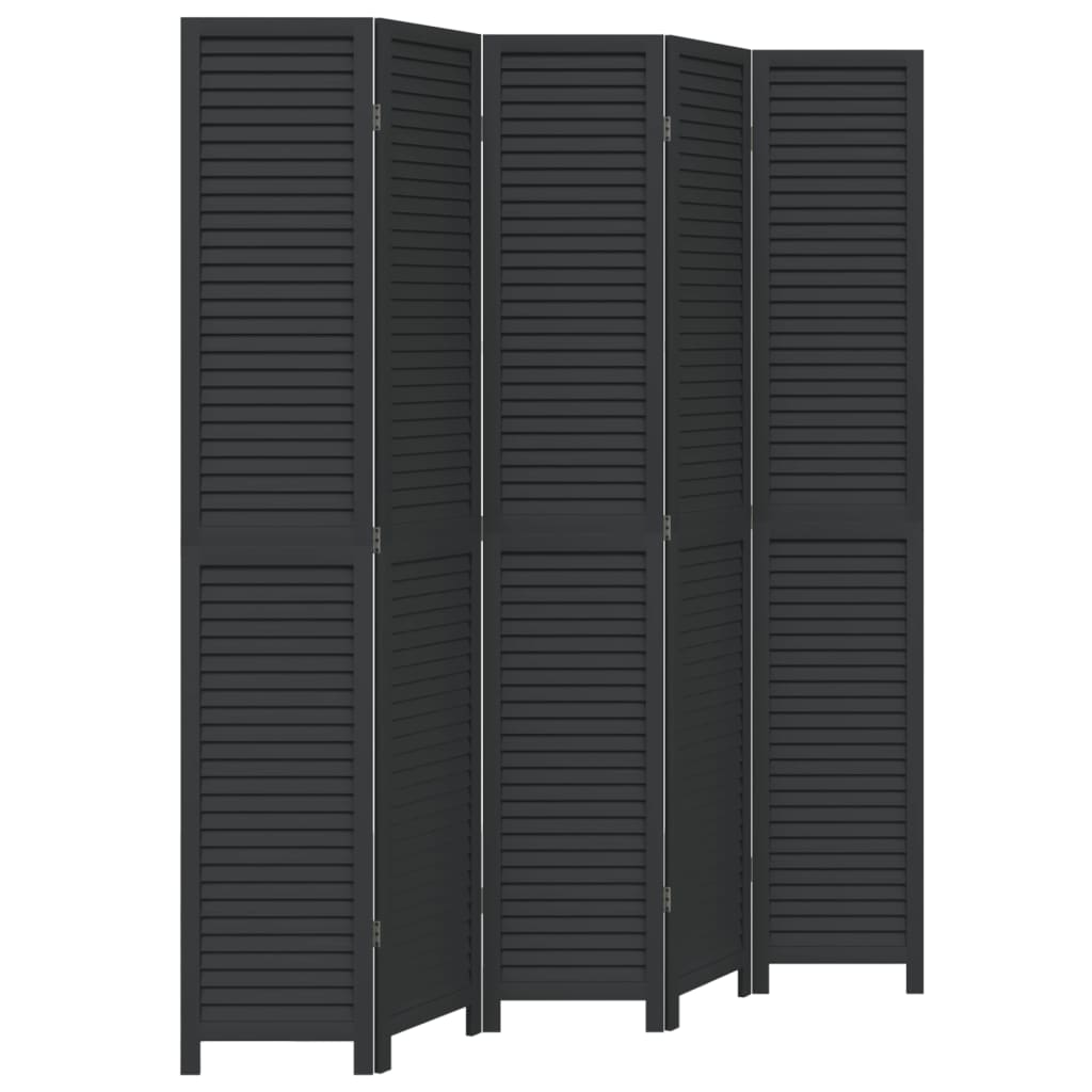 Vidaxl kamerscherm met 5 panelen massief paulowniahout zwart