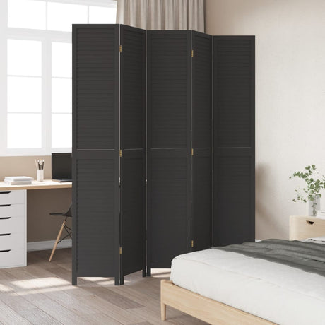 Vidaxl kamerscherm met 5 panelen massief paulowniahout zwart