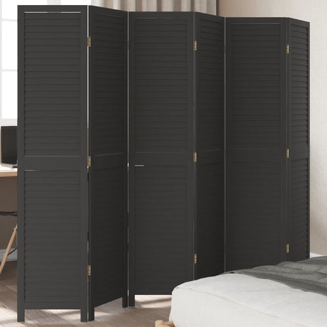 Vidaxl kamerscherm met 6 panelen massief paulowniahout zwart