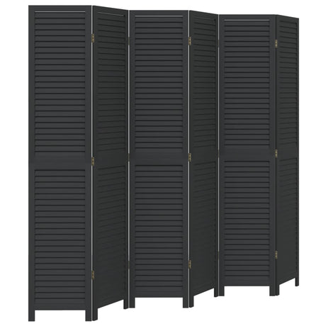 Vidaxl kamerscherm met 6 panelen massief paulowniahout zwart