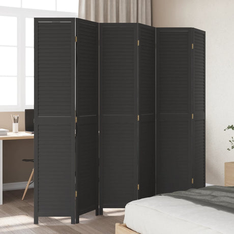 Vidaxl kamerscherm met 6 panelen massief paulowniahout zwart