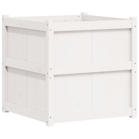 Vidaxl plantenbak 70x70x70 cm massief grenenhout wit
