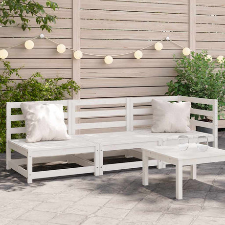 Vidaxl tuinbank 3-zits massief grenenhout wit