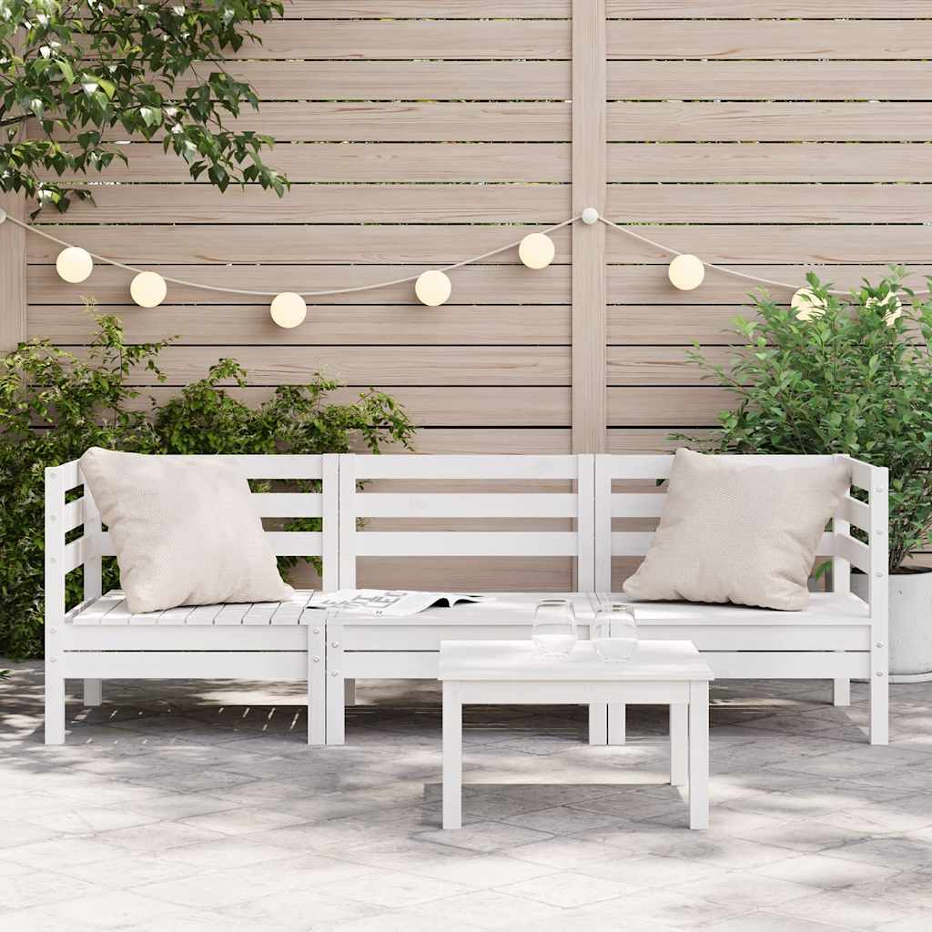 Vidaxl tuinbank 3-zits massief grenenhout wit