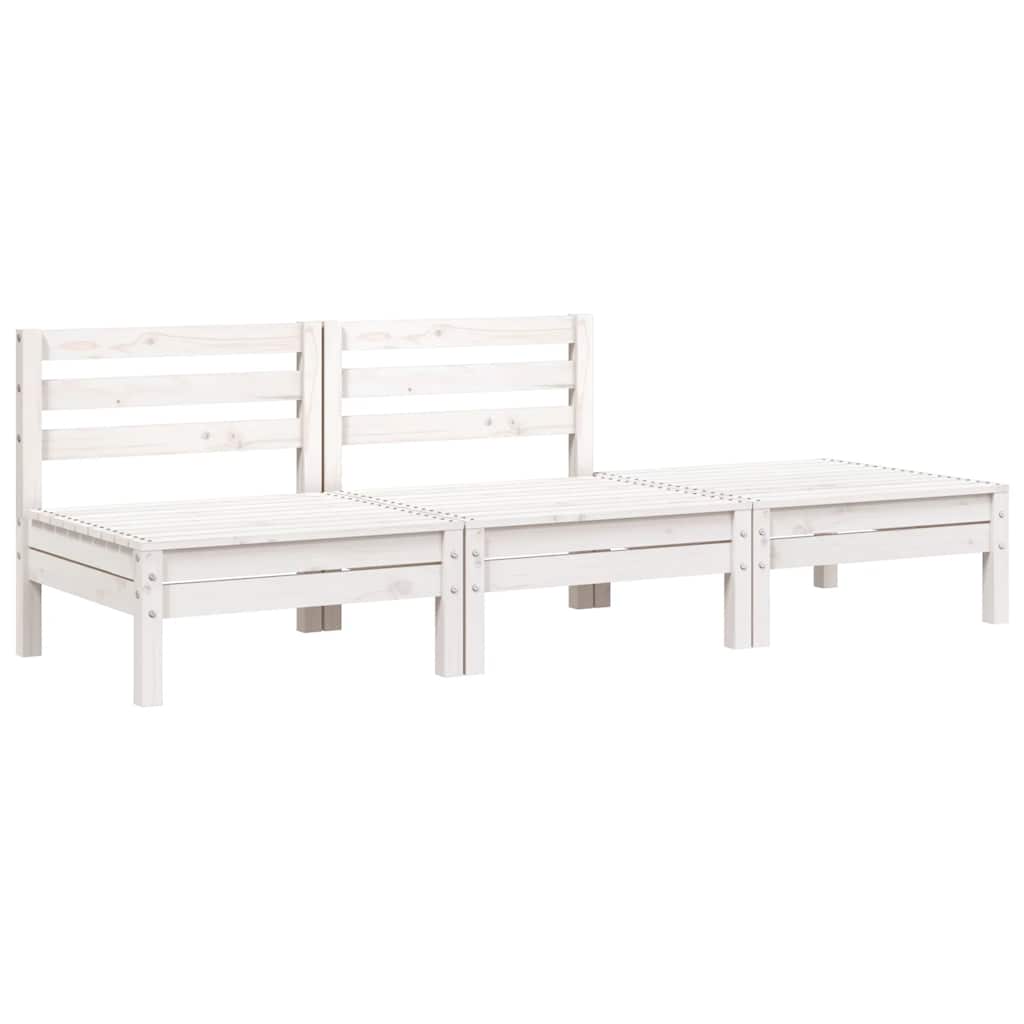 Vidaxl tuinbank 3-zits massief grenenhout wit