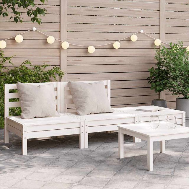 Vidaxl tuinbank 3-zits massief grenenhout wit