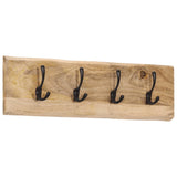 Vidaxl Mauer Mantel Rack mat 4 Haken zolidd Mango Holz