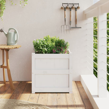 Vidaxl plantenbak 50x50x50 cm massief grenenhout wit