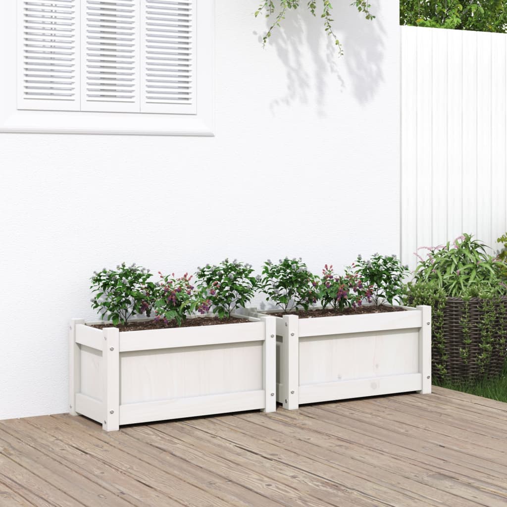 Vidaxl Planters 2 pc cm solid furuhvit