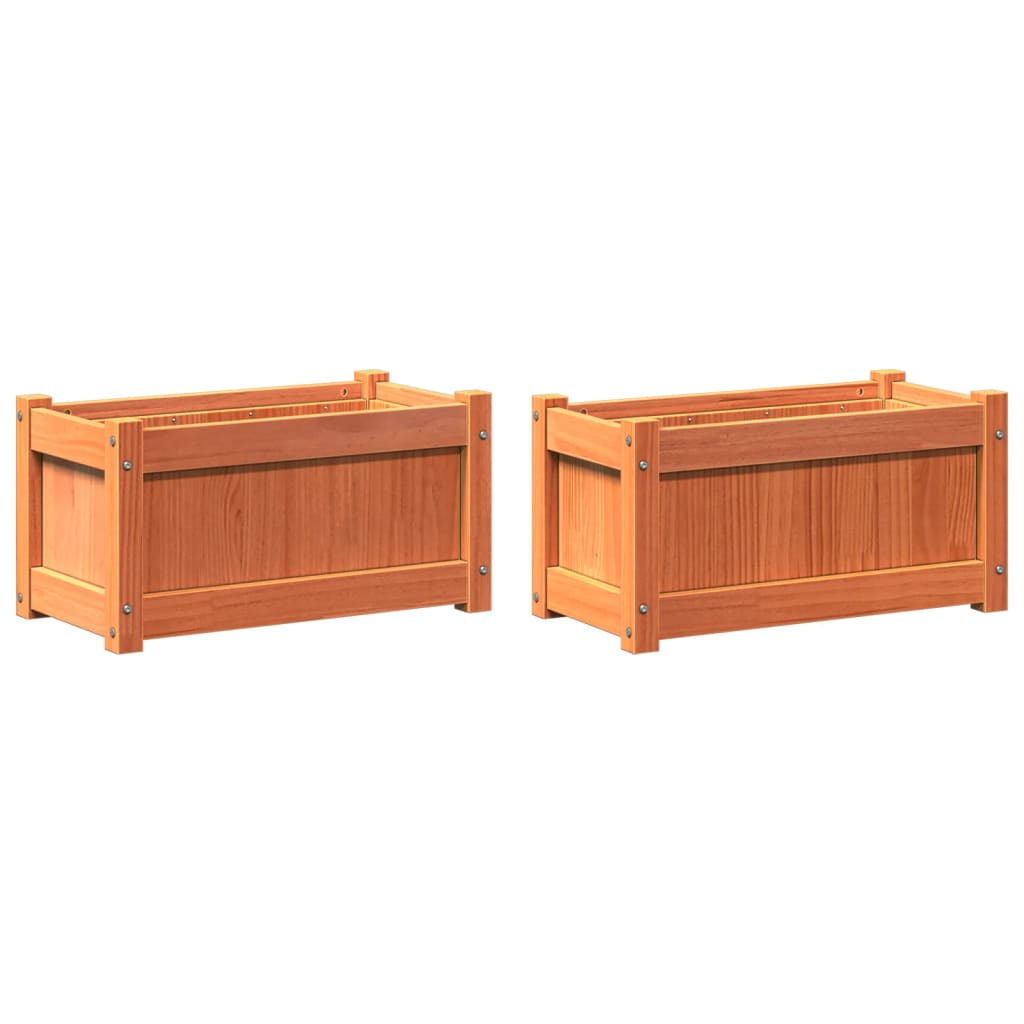 Vidaxl Planters 2 PC CM Solid Pine Wash Brown