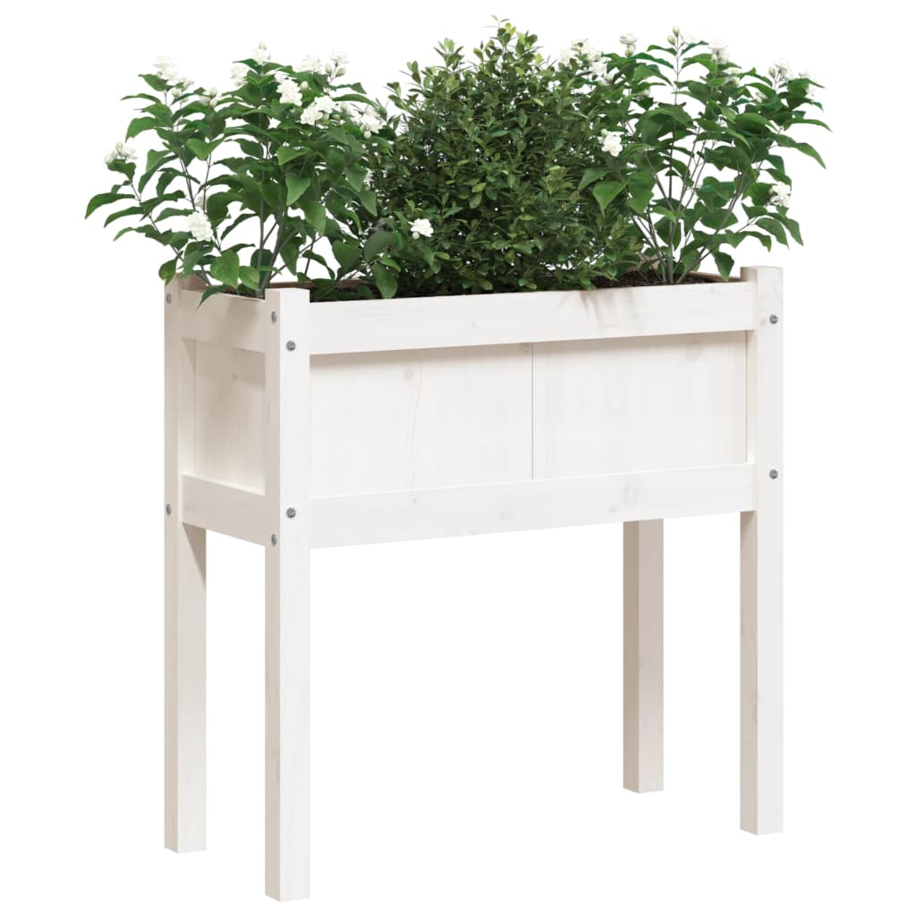 Vidaxl Planters med poots 2 stk solid furu vett hvit