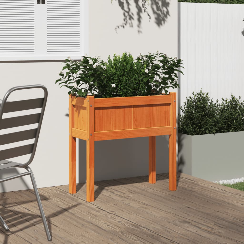 Vidaxl Planter med ben 70x31x70 cm Pine Wood Wash Brown