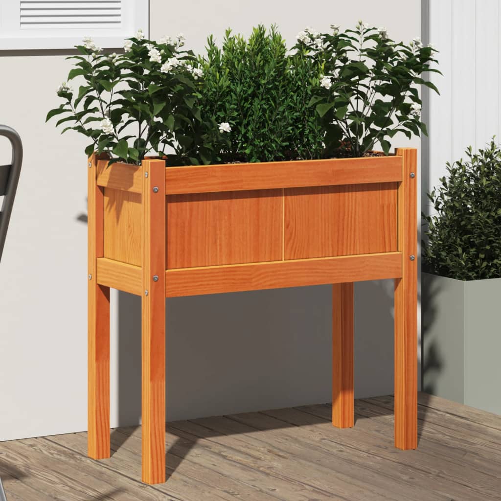 Vidaxl Planter med ben 70x31x70 cm Pine Wood Wash Brown