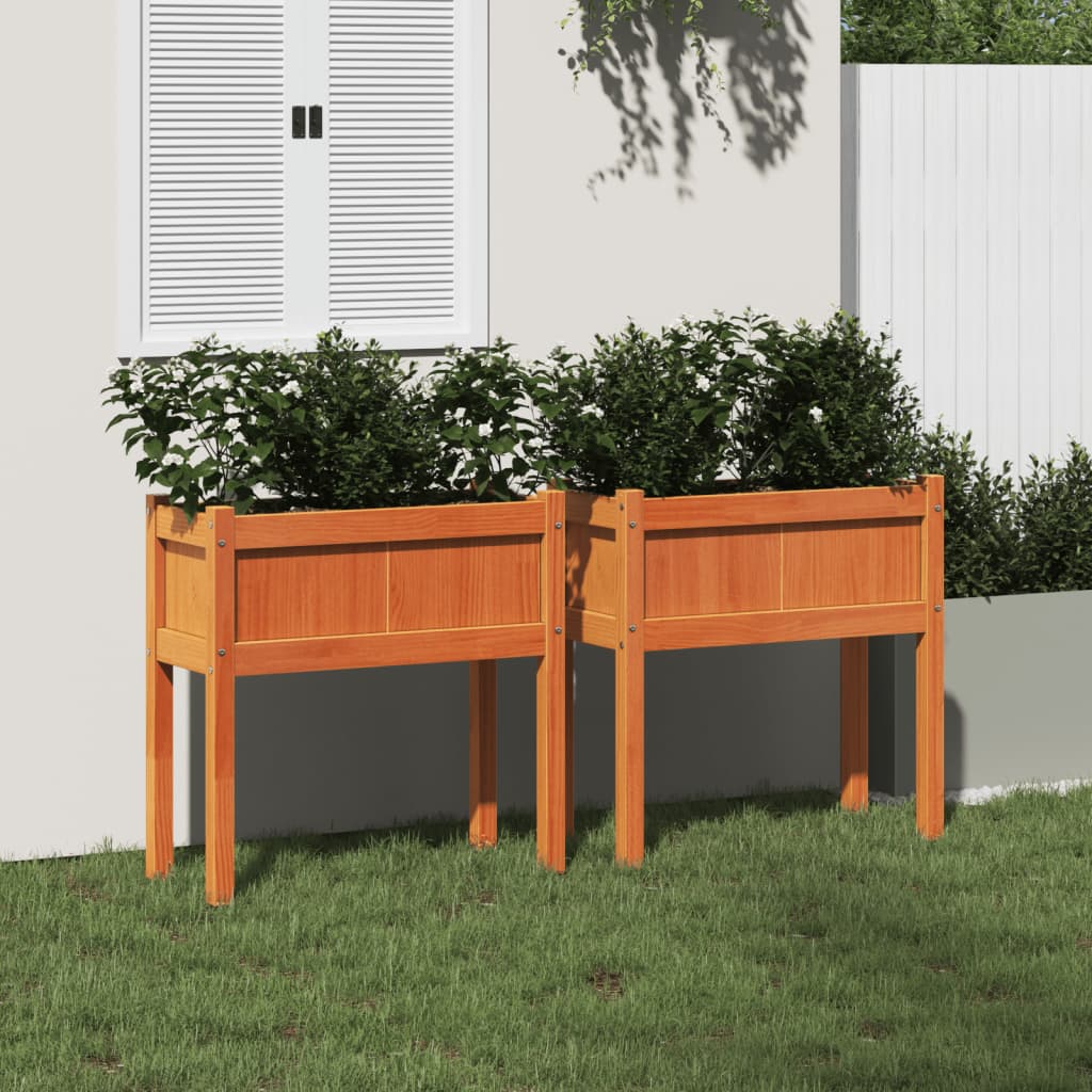 Vidaxl planters med poter 2 stk cm solid furuvask brun