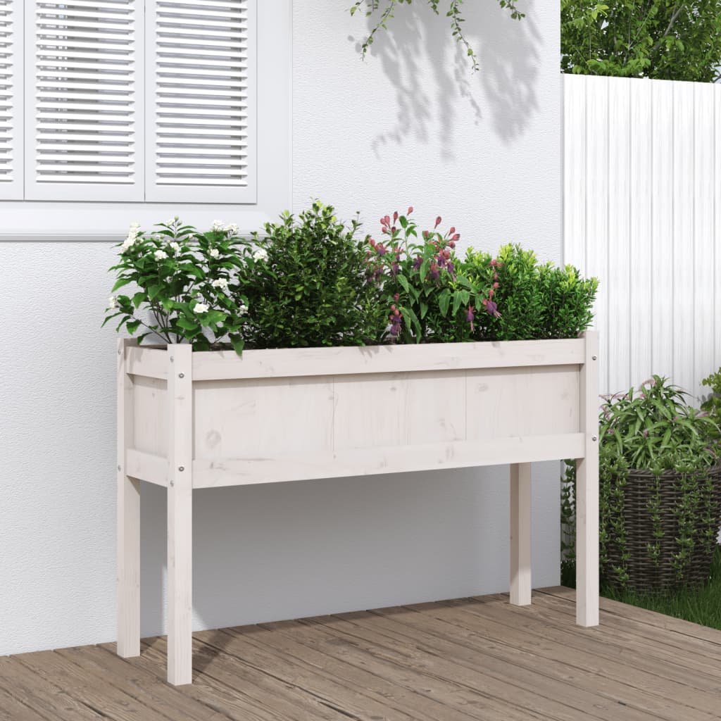 Vidaxl Planters med ben 110x31x70 cm Solid furuhvit