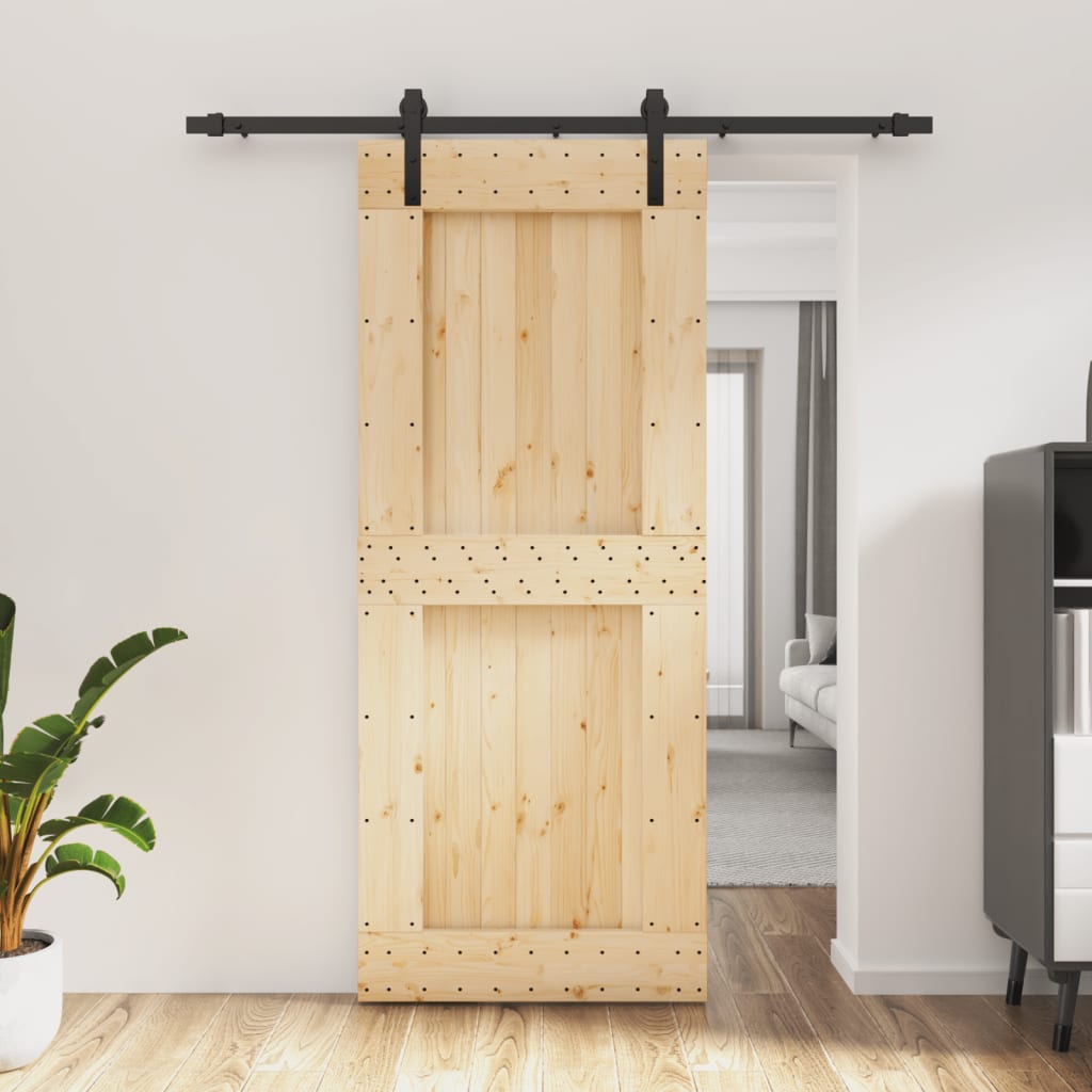 Puerta corredera de Vidaxl con masa de 85x210 cm de pino sólido