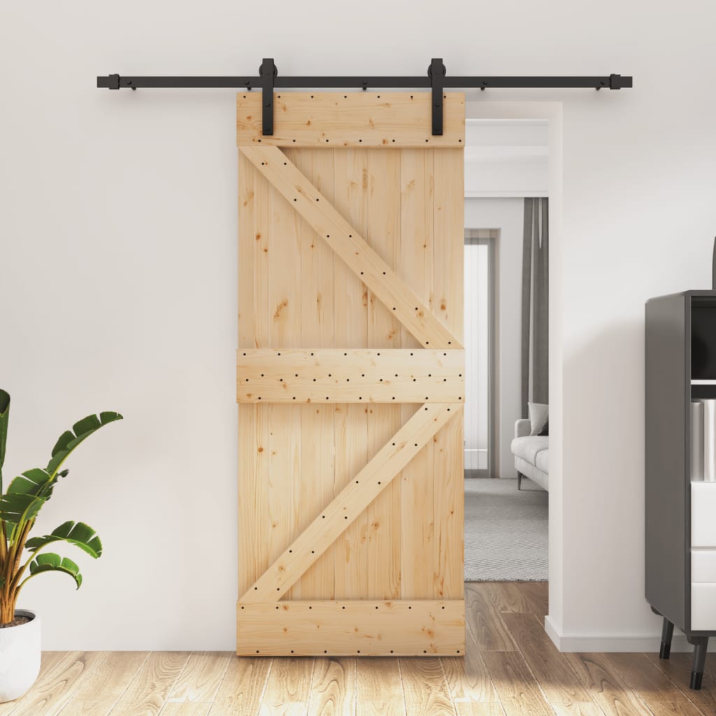 Puerta corredera de Vidaxl con masa de 85x210 cm de pino sólido