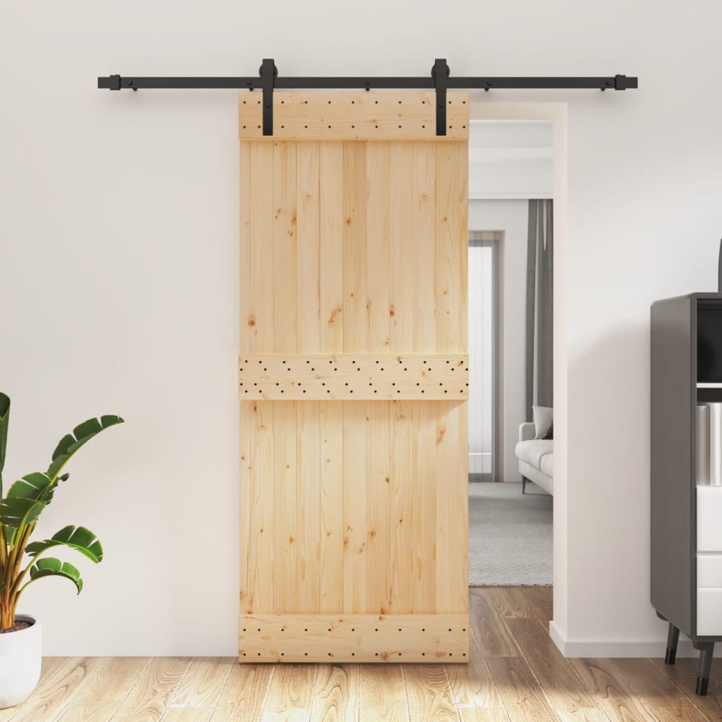 Puerta corredera de Vidaxl con masa de 85x210 cm de pino sólido