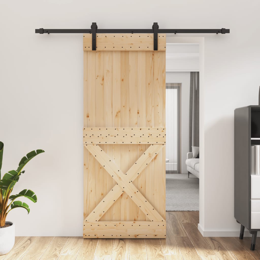 Puerta corredera de Vidaxl con masa de 85x210 cm de pino sólido