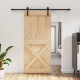 Vidaxl sliding door with batter 90x210 cm solid pine