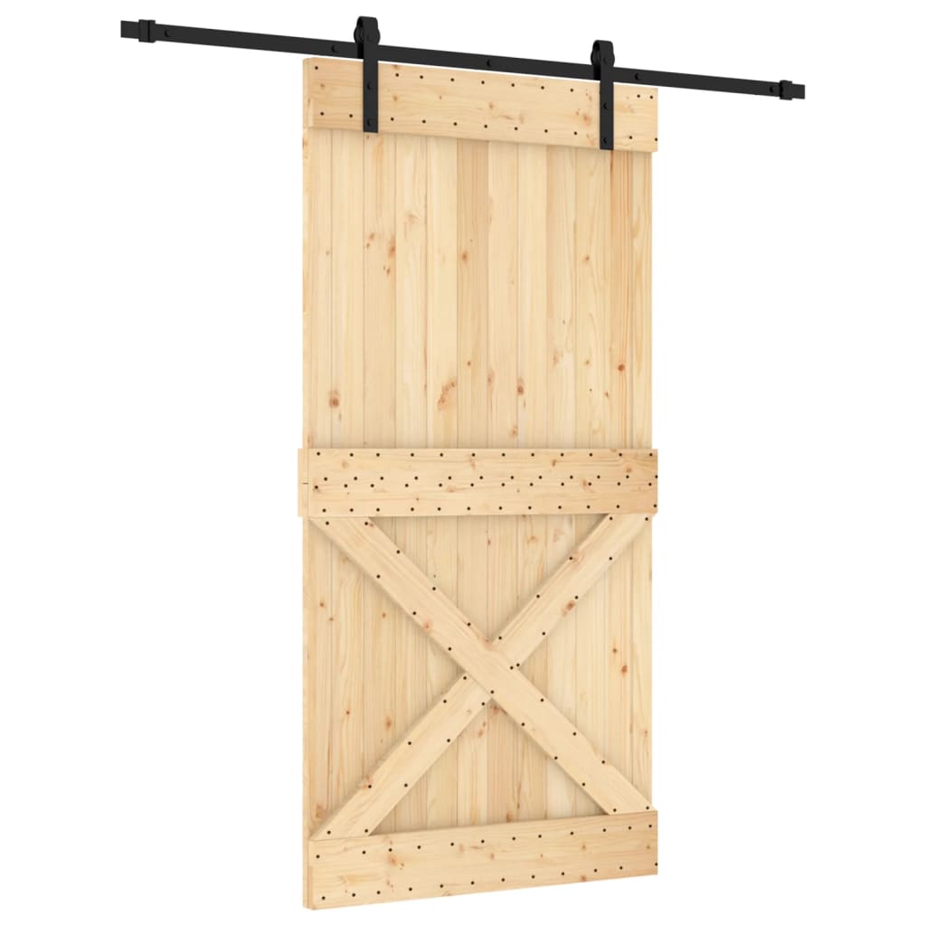 VidaXL Schuifdeur met beslag 100x210 cm massief grenenhout