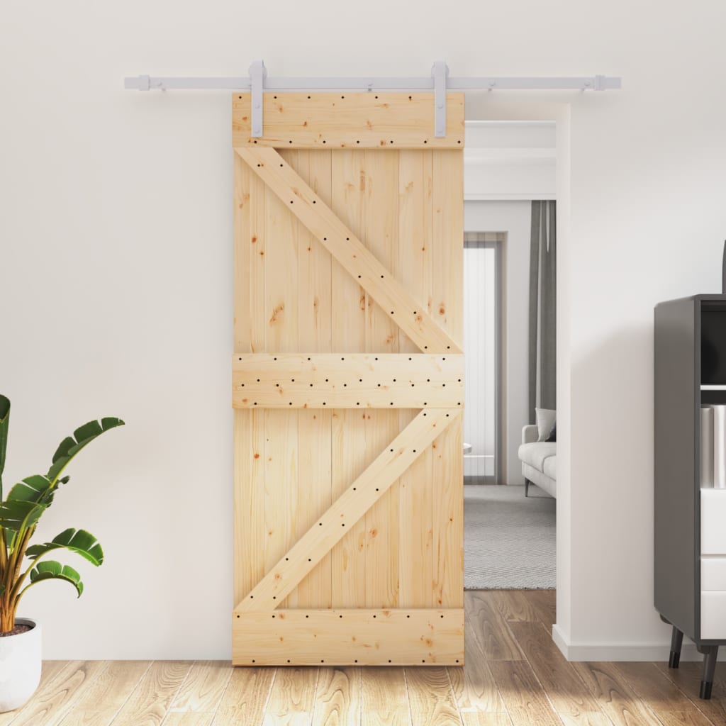 Puerta corredera de Vidaxl con masa de 85x210 cm de pino sólido