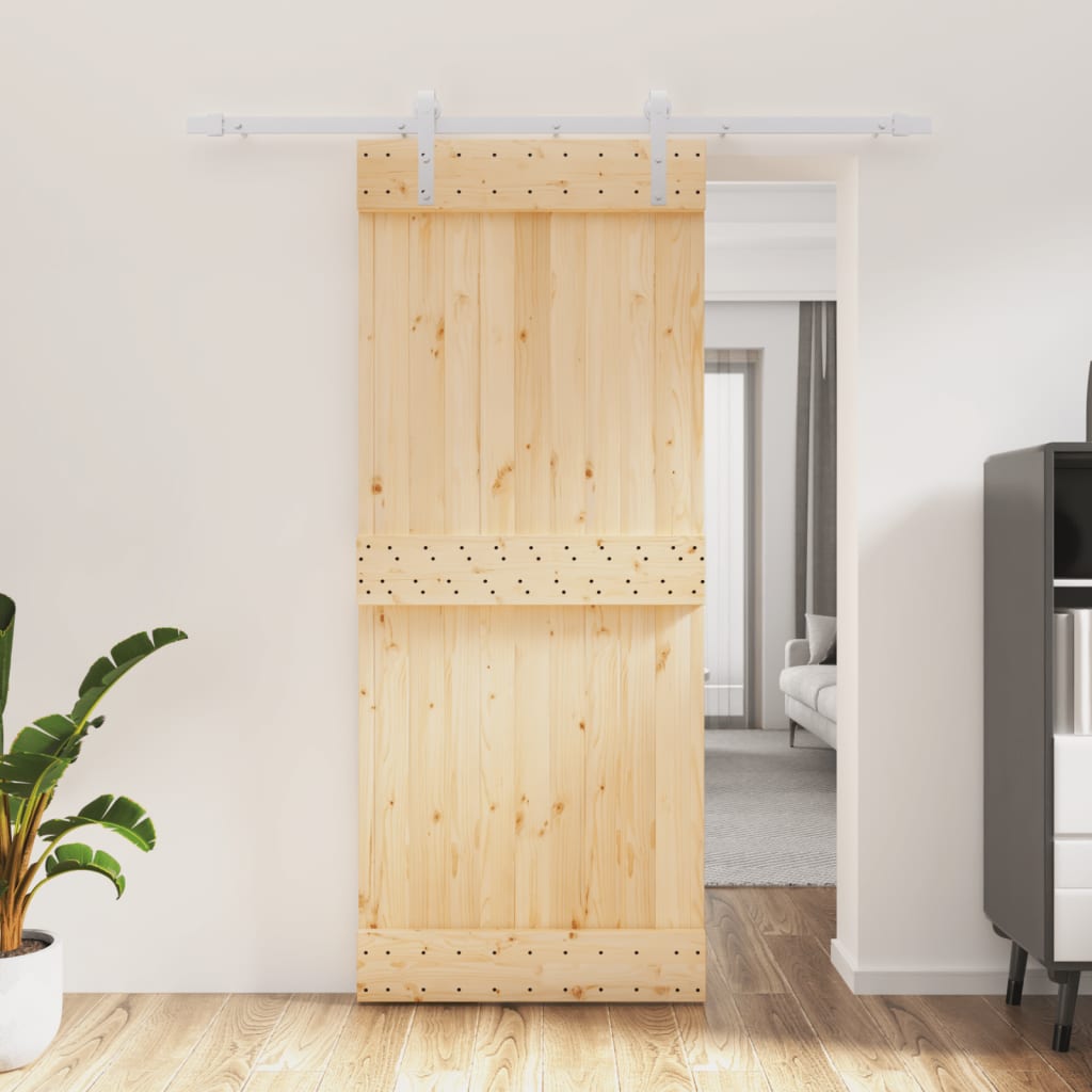 Puerta corredera de Vidaxl con masa de 85x210 cm de pino sólido