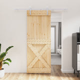 Porta scorrevole Vidaxl con pino solido da 80x210 cm per pastella