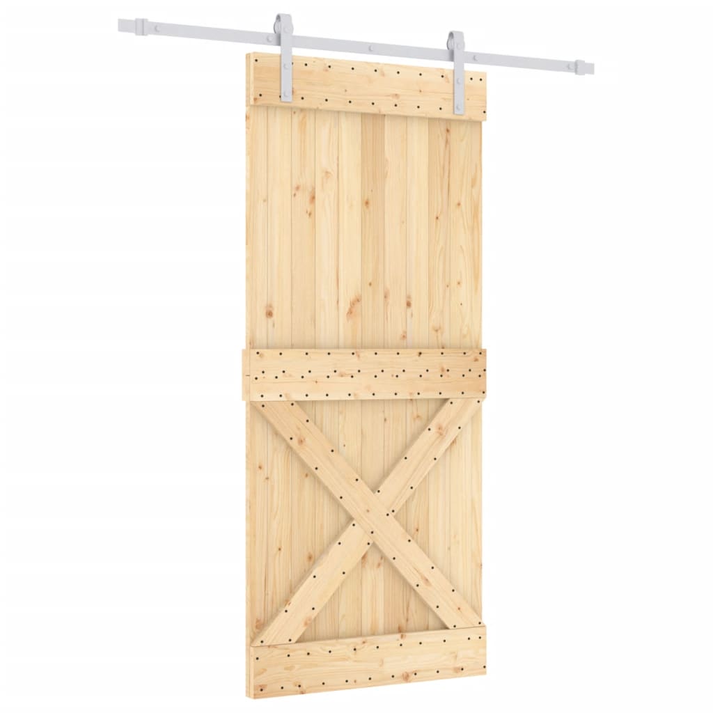 VidaXL Schuifdeur met beslag 90x210 cm massief grenenhout