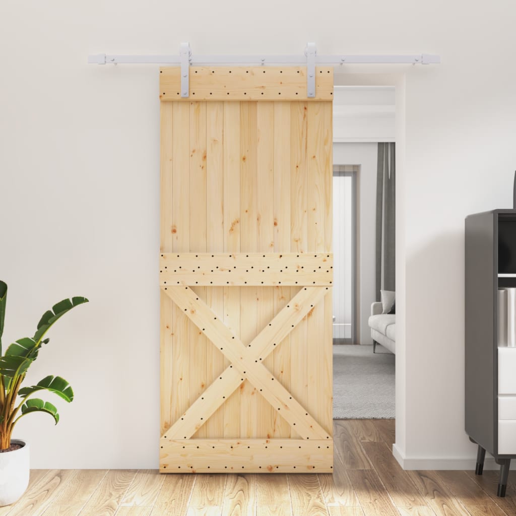 Puerta corredera de Vidaxl con masa de 90x210 cm de pino sólido