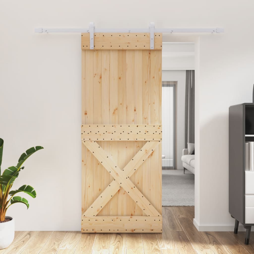 Porta scorrevole Vidaxl con pino solido da 85x210 cm