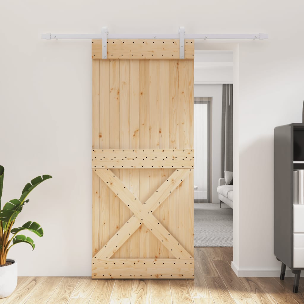 Vidaxl sliding door with batter 90x210 cm solid pine