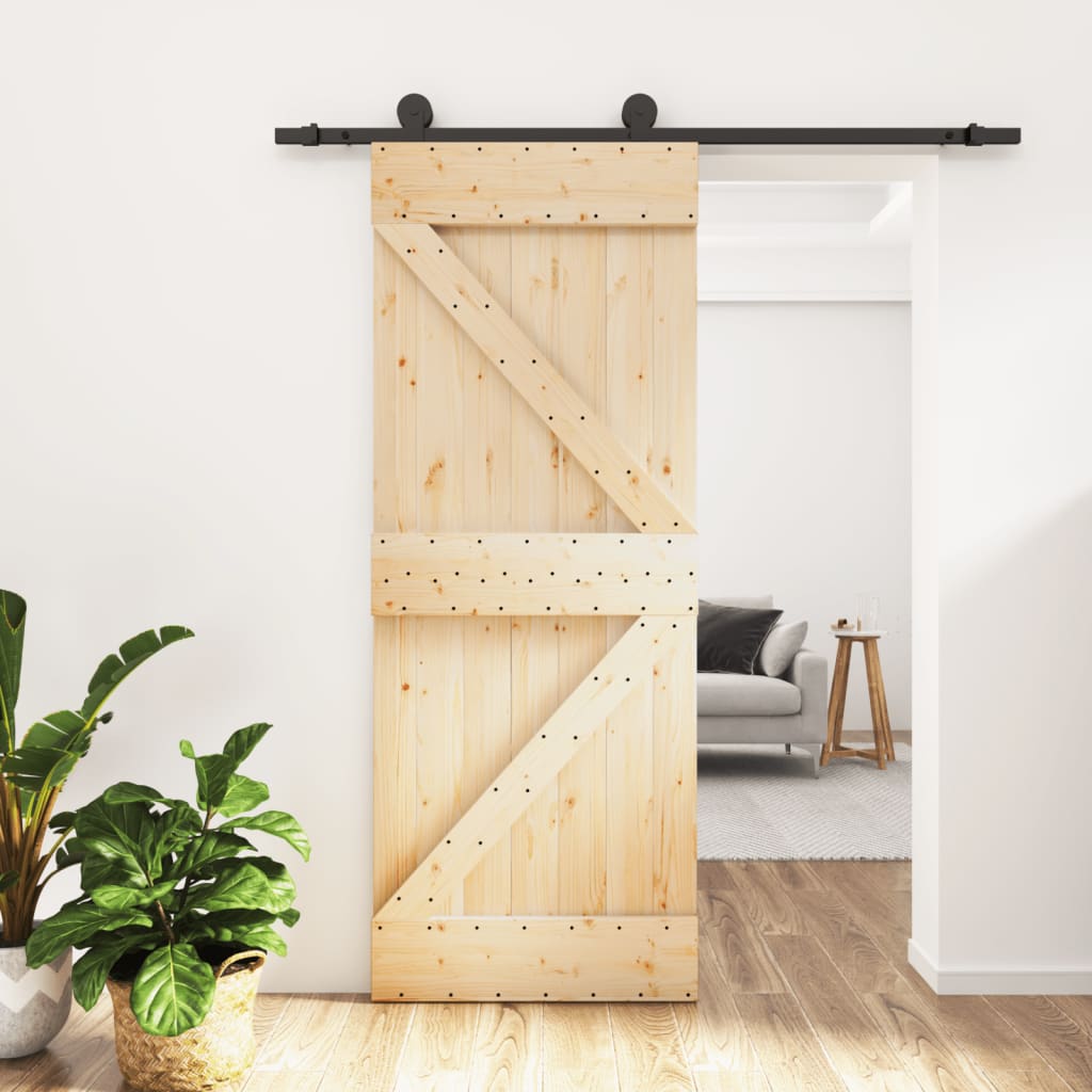 Porta scorrevole Vidaxl con pino solido da 85x210 cm