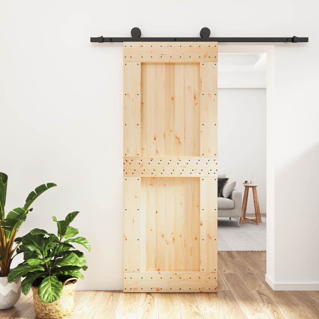 Puerta corredera de Vidaxl con masa 80x210 cm de pino sólido