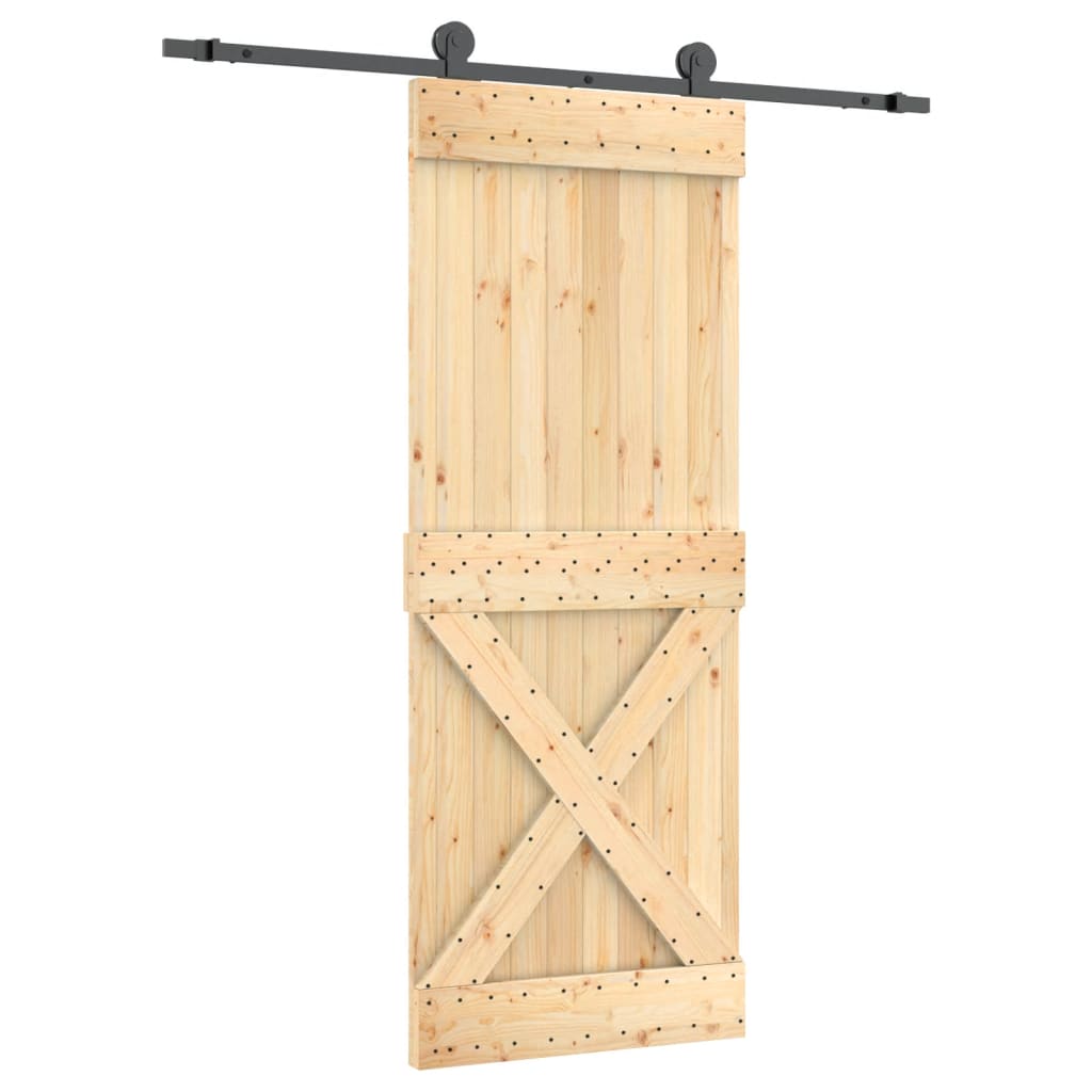 VidaXL Schuifdeur met beslag 80x210 cm massief grenenhout