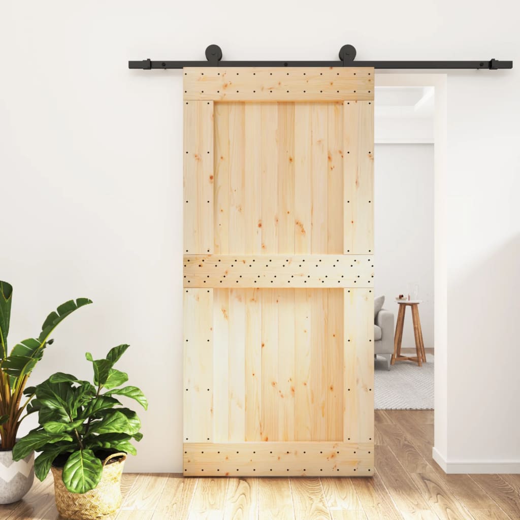 Puerta corredera de Vidaxl con masa 100x210 cm de pino sólido