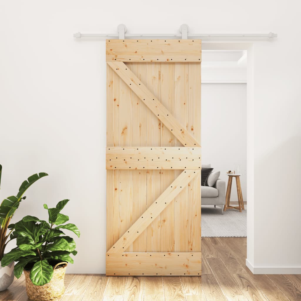 Puerta corredera de Vidaxl con masa de 85x210 cm de pino sólido