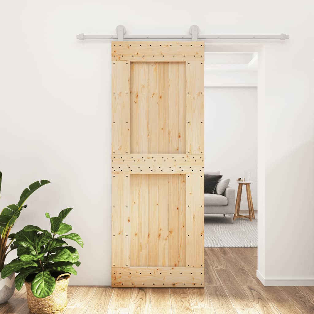 Puerta corredera de Vidaxl con masa 80x210 cm de pino sólido