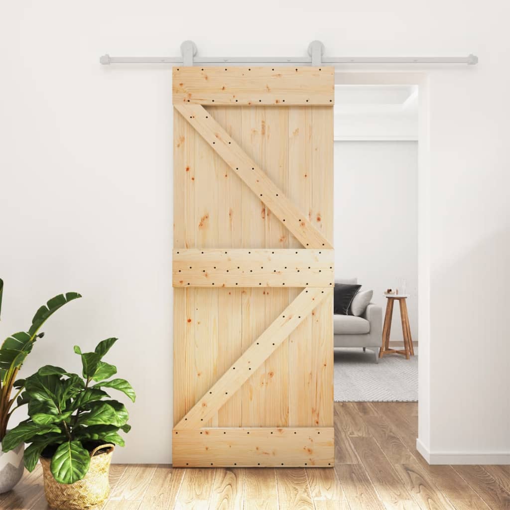 Puerta corredera de Vidaxl con masa de 85x210 cm de pino sólido