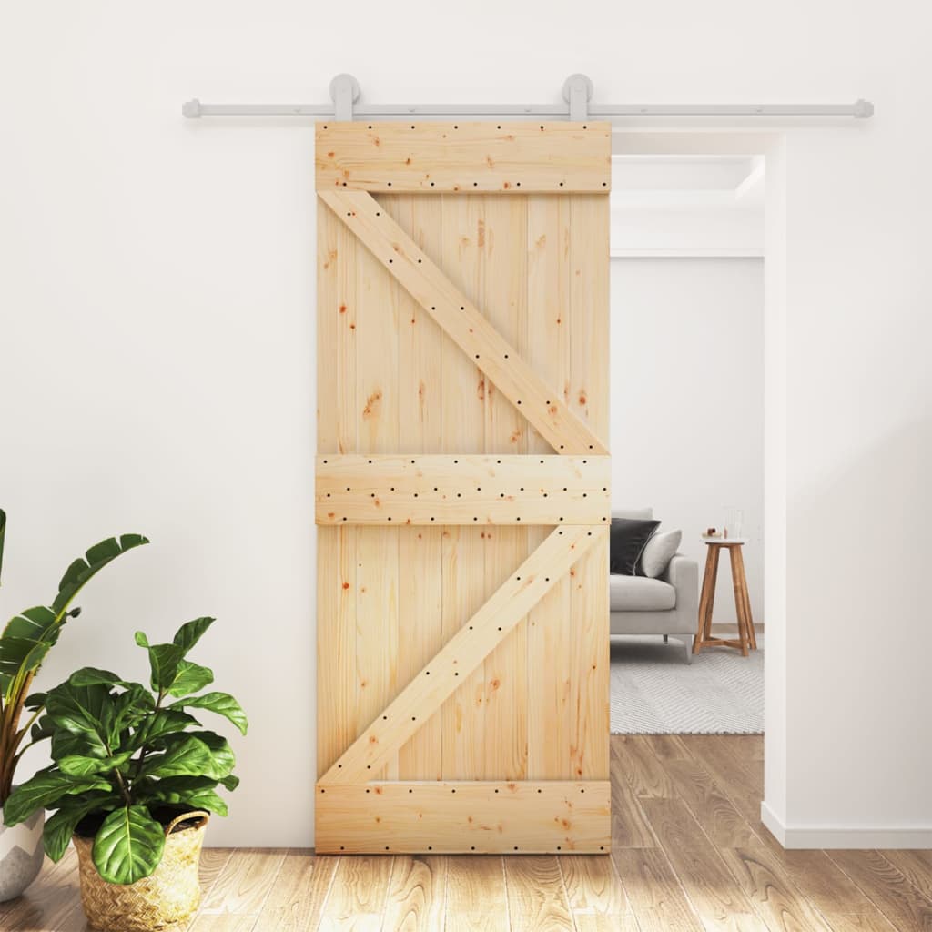 Porta scorrevole Vidaxl con pino solido da 80x210 cm per pastella