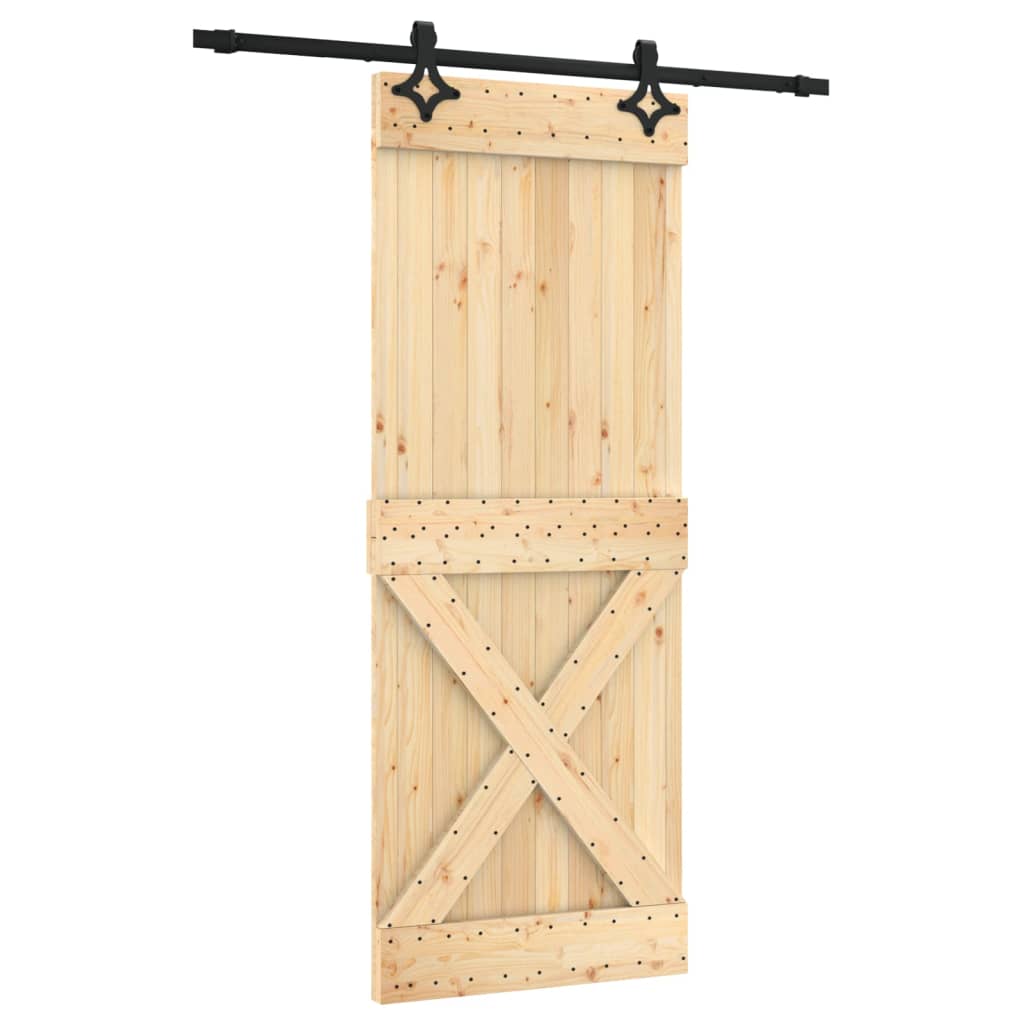 VidaXL Schuifdeur met beslag 80x210 cm massief grenenhout