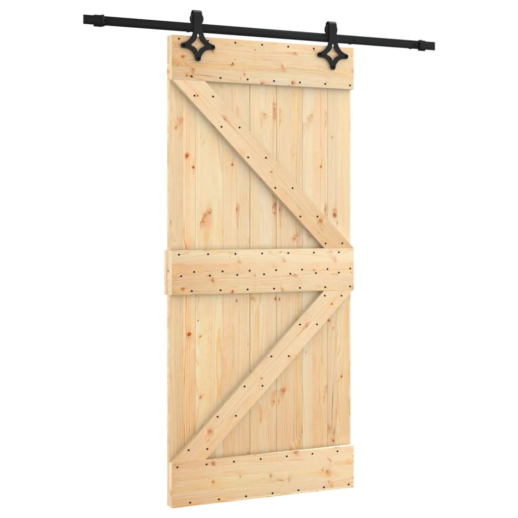 VidaXL Schuifdeur met beslag 95x210 cm massief grenenhout