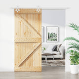 Vidaxl sliding door with batter 90x210 cm solid pine